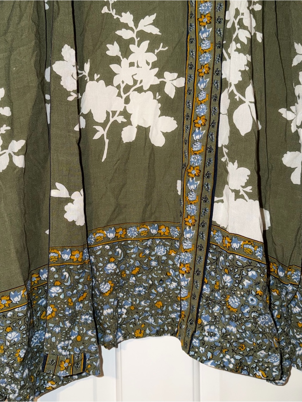 LOFT Outlet Olive Green Lightweight 100% modal floral duster long kimono M/L - Picture 8 of 15